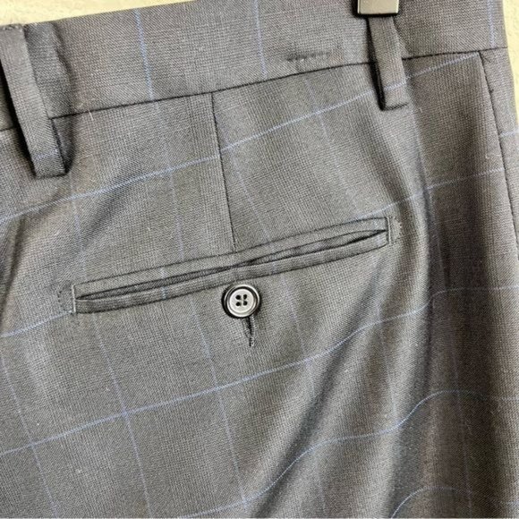 YSL Yves Saint Laurent Windowpane Wool 120s 3 Button Gridded Suit - Picture 11 of 13